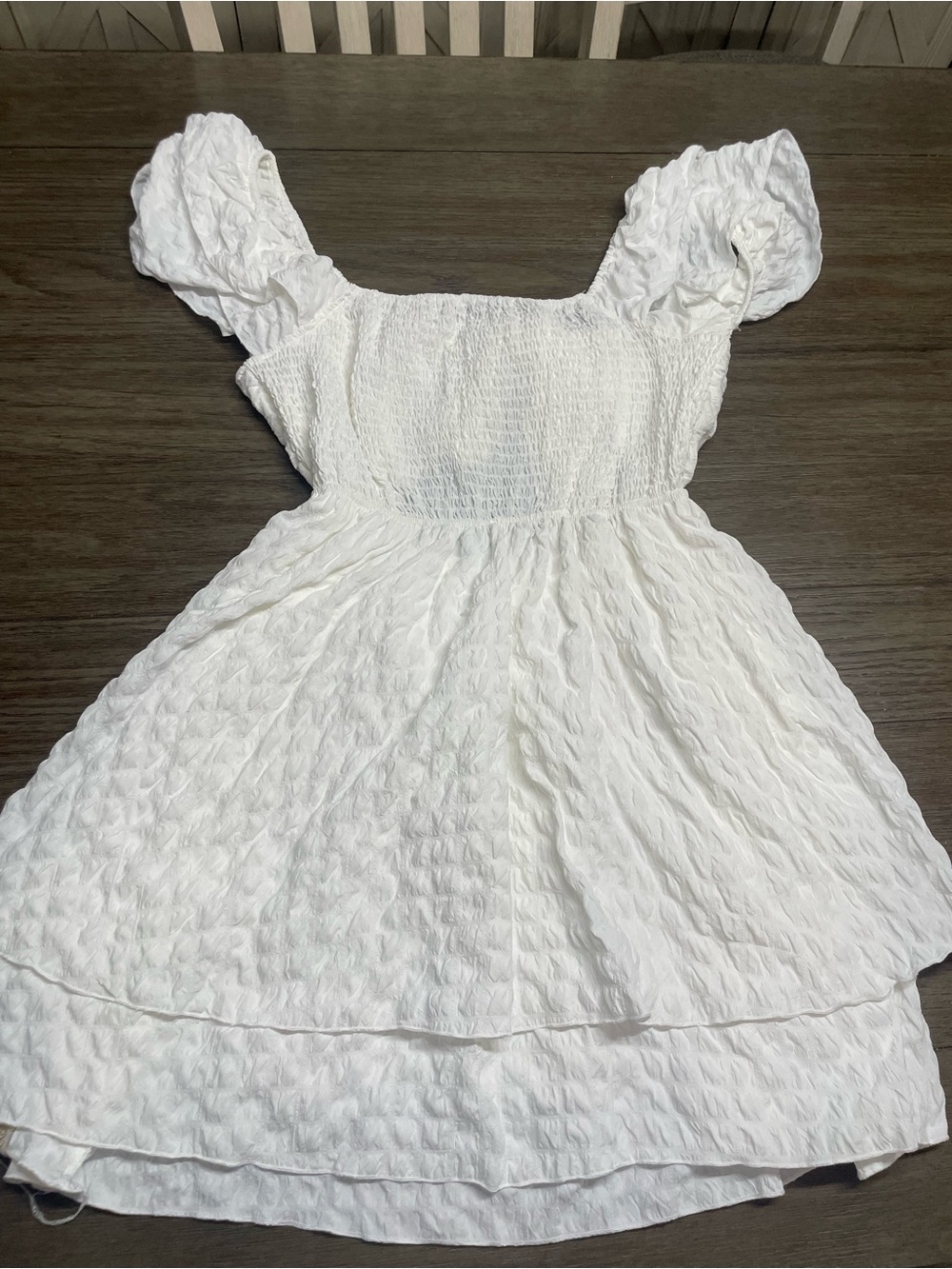 White Smocked Puff-Sleeve
